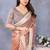 brown digital printed work cotton blend saree