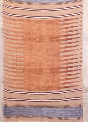 brown digital printed work cotton blend saree 4