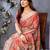 orange color digital printed work cotton blend saree