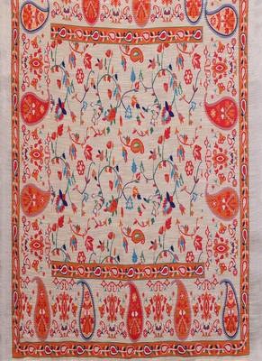 orange color digital printed work cotton blend saree 5
