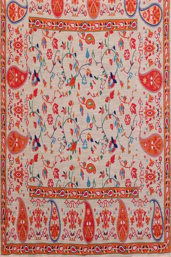 orange digital printed work cotton blend saree