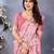 peach color digital printed work cotton blend saree