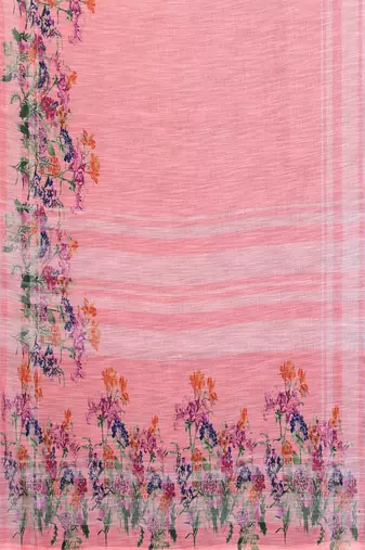 peach color digital printed work cotton blend saree