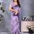 purple color digital printed work cotton blend saree