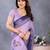 purple digital printed work cotton blend saree