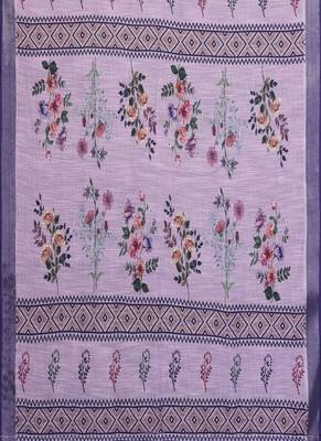 purple color digital printed work cotton blend saree 5