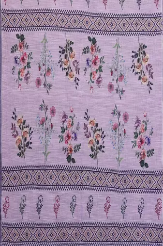 purple color digital printed work cotton blend saree