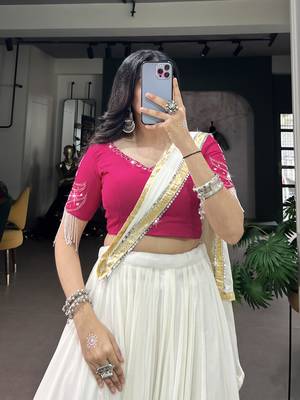 navratri mirror work lehenga choli with dupatta- full stitched free size 2