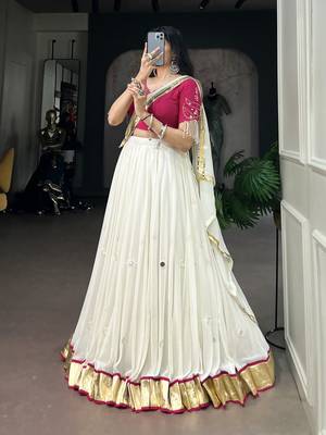 navratri mirror work lehenga choli with dupatta- full stitched free size 4