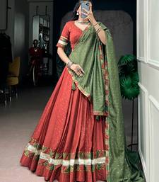 chanderi silk blend navratri lehenga choli with dupatta- full stitched free size