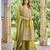 Green chinon silk full stitched free size palazzo suits upto 44