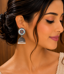 Meenakari pattern oxidised jhumka's