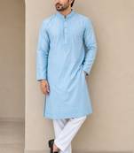 linen satin with embroidery and beads work mens wear kurta pajama