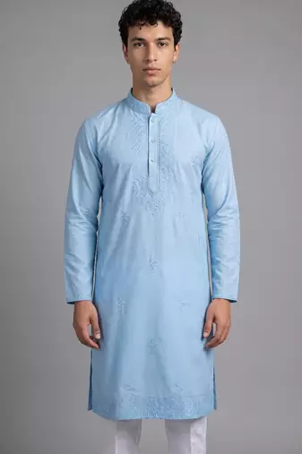 linen satin with embroidery and beads work mens wear kurta pajama