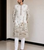  fendy silk blend with embroidery and sequence work  mens wear kurta pajama