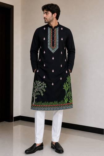  lachaka with embroidery work mens wear kurta pajama
