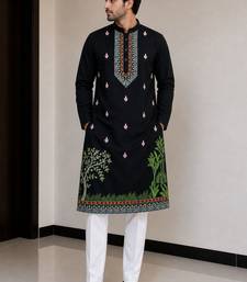 pure lachaka with embroidery work mens wear kurta pajama