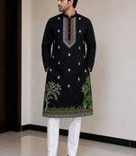 pure lachaka with embroidery work mens wear kurta pajama