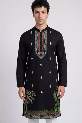 pure lachaka with embroidery work mens wear kurta pajama
