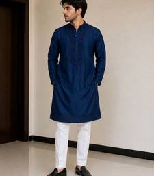 junior cotton with embroidery and beads work  mens wear kurta pajama