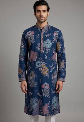 poly linen satin with embroidered work mens wear kurta pajama 2