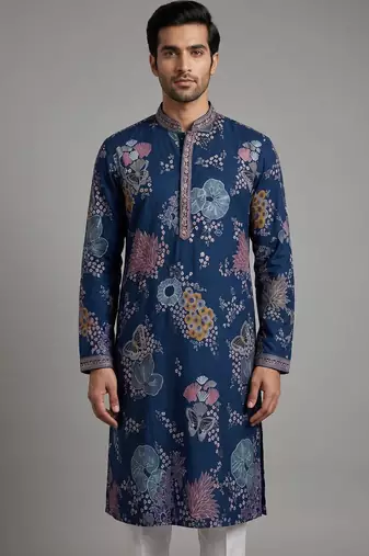 poly linen satin with embroidered work mens wear kurta pajama