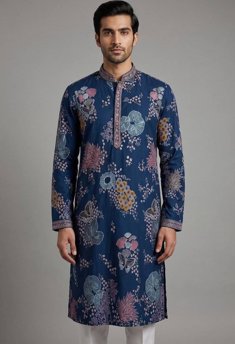 poly linen satin with embroidered work mens wear kurta pajama