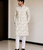 fendy silk blend with embroidery and beads work mens wear kurta pajama