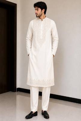  fendy silk blend with embroidery and sequence work  mens wear kurta pajama 1