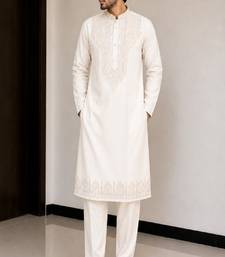  fendy silk blend with embroidery and sequence work  mens wear kurta pajama