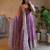 Lavender fendy silk blend embroidered gown set with dupatta