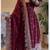 Wine fendy silk blend embroidered gown set with dupatta