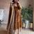Gold fendy silk blend embroidered gown set with dupatta