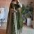 Olive fendy silk blend embroidered gown set with dupatta