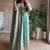 Aqua blue fendy silk blend embroidered gown set with dupatta