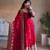 Red fendy silk blend embroidered gown set with dupatta