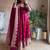 Rani pink fendy silk blend embroidered gown set with dupatta