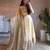 Cream fendy silk blend embroidered gown set with dupatta