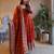 Orange fendy silk blend embroidered gown set with dupatta