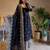 Black fendy silk blend embroidered gown set with dupatta