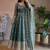 Blue fendy silk blend embroidered gown set with dupatta
