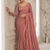 Chiku Color Embroidered Silk Blend Saree