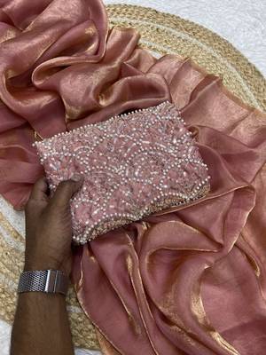 Chiku Color Embroidered Silk Blend Saree 2
