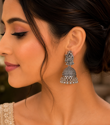 Oxidised silver look radha krishna jhumka's