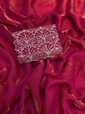 Dark Red Color Embroidered Silk Blend Saree 3