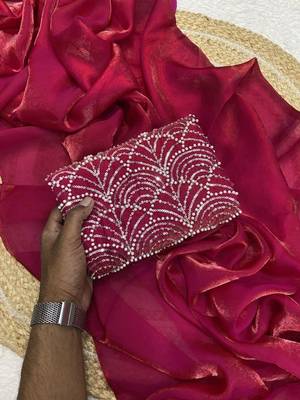 Dark Red Color Embroidered Silk Blend Saree 4