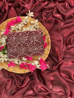 Maroon Color Embroidered Silk Blend Saree 2