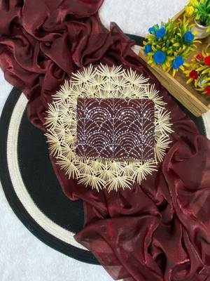 Maroon Color Embroidered Silk Blend Saree 3
