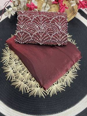 Maroon Color Embroidered Silk Blend Saree 4