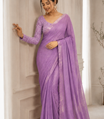 Onion Pink Color Embroidered Silk Blend Saree